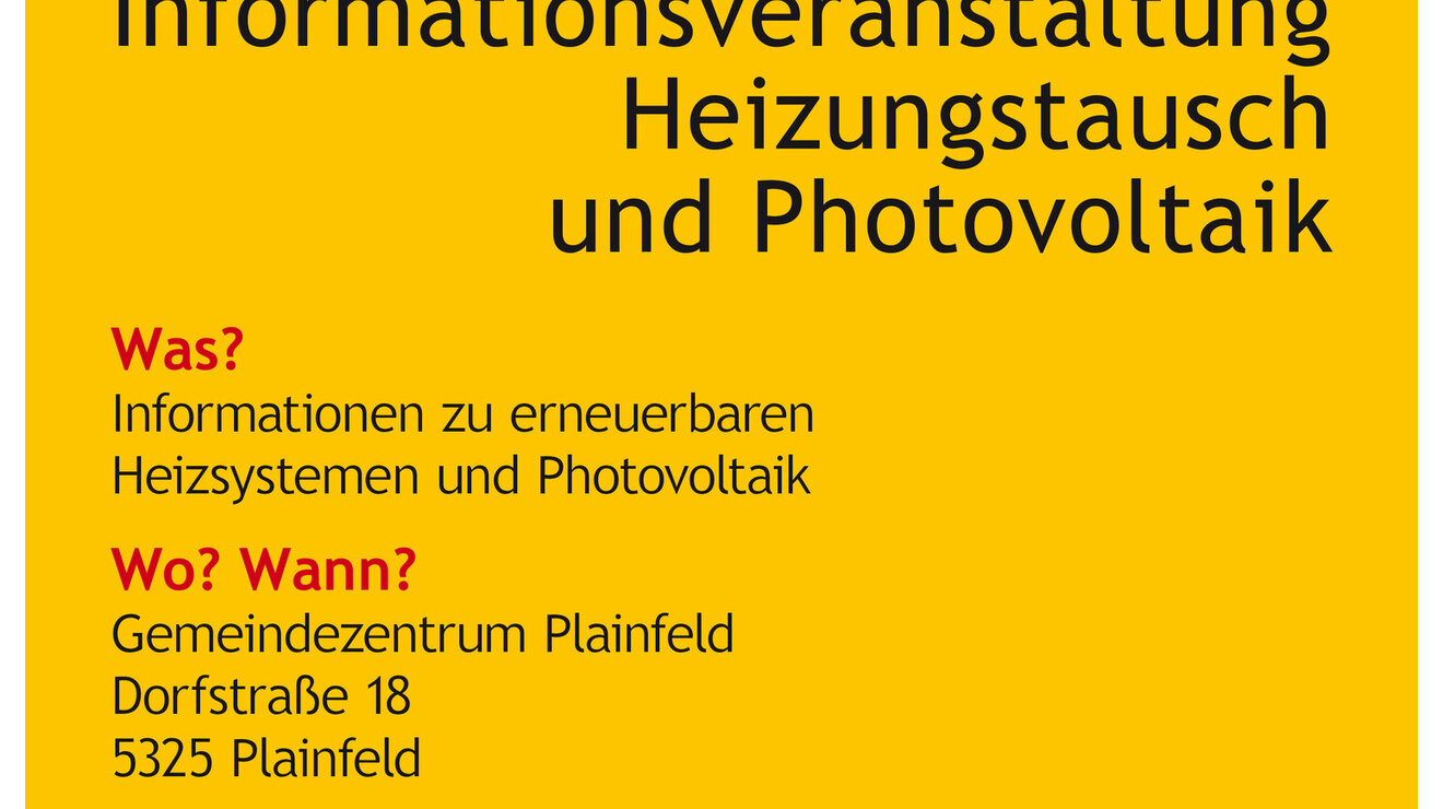 EINLADUNG: INFORMATIONSVERANSTALTUNG "HEIZUNGSTAUSCH & PHOTOVOLTAIK"