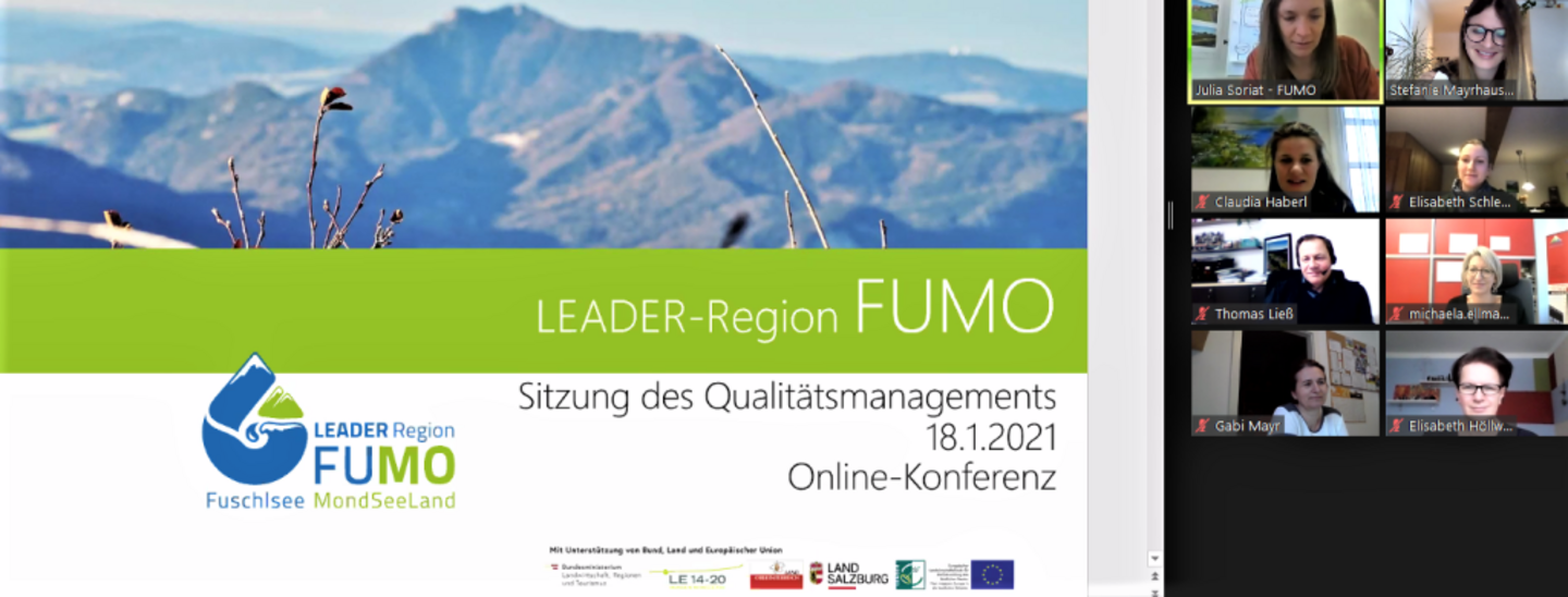 Foto: Qualitätssicherungs-Team der LEADER-Region FUMO, Quelle: ZOOM-Onlinekonferenz, LEADER-Region FUMO 2021