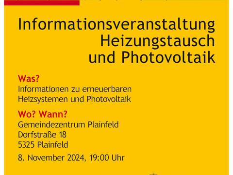 EINLADUNG: INFORMATIONSVERANSTALTUNG "HEIZUNGSTAUSCH & PHOTOVOLTAIK"